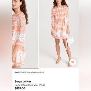 NWT Borgo de Nor US sz 8 Uk sz 12 Peach and White Dress